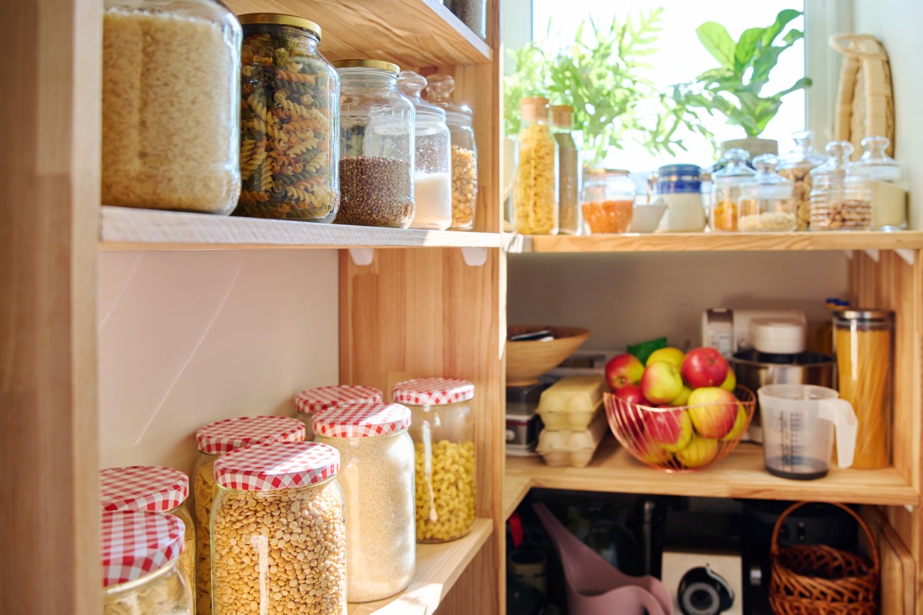 Kitchen pantry shelves